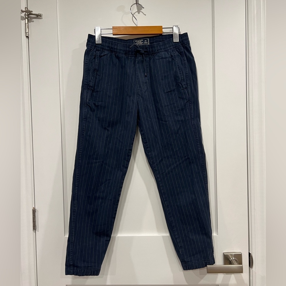 Abercrombie & Fitch Dark Blue Pinstripe Chinos